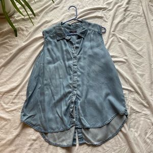 Chambray sleeveless button down - buttons in back and front